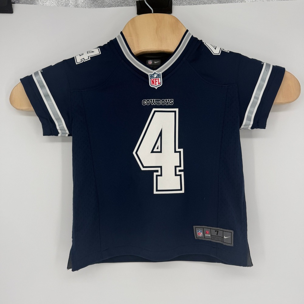 Nike Kids Dallas Cowboys Dak Prescott 4 Football Jersey Navy Blue Size 7 DC7002K